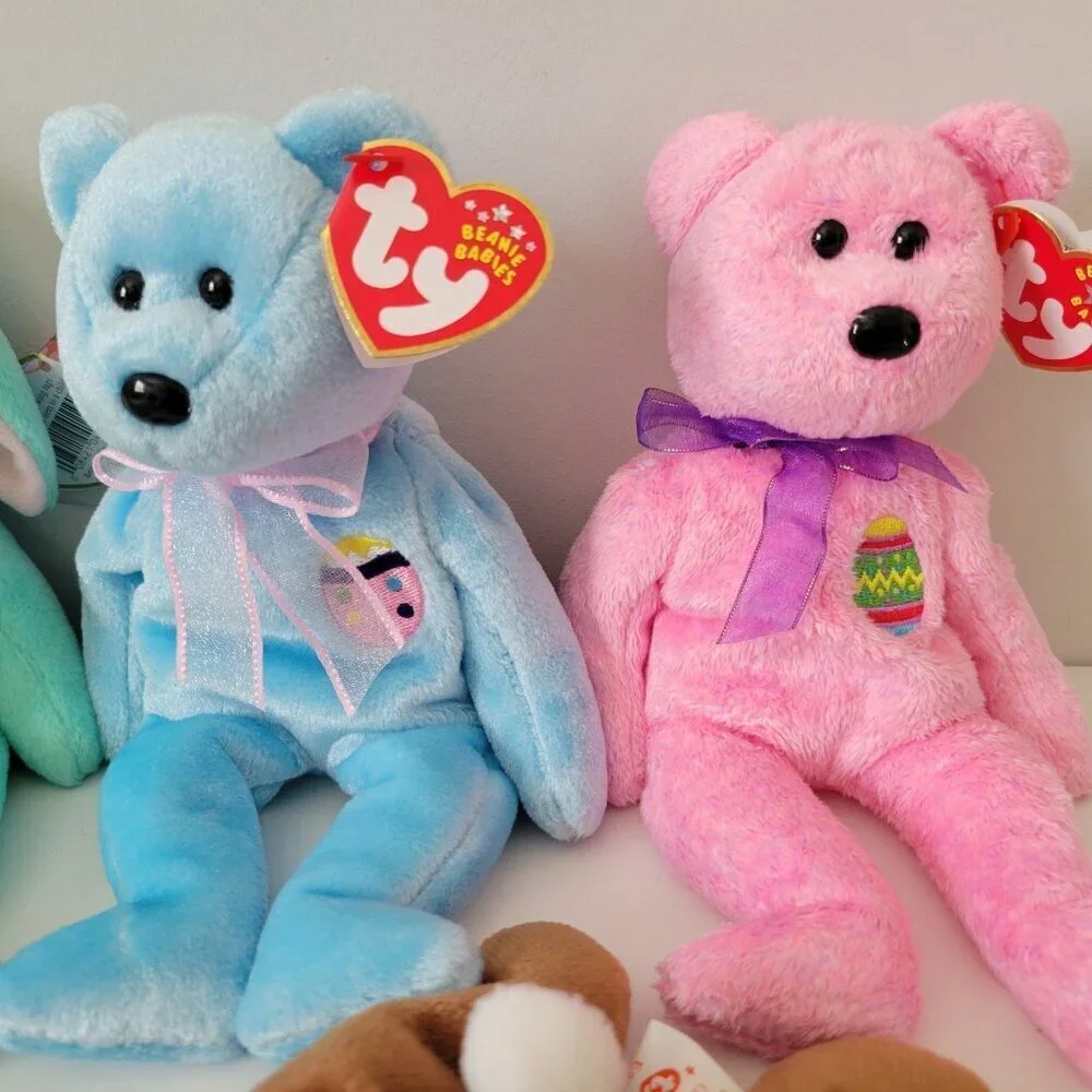 Ty Beanie Baby Lot of 7 Easter Vintage Floppity Hippity Ears Fleece Eggs It New